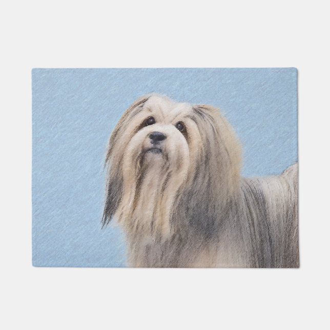 Havanese (silberne) Malerei - niedliche Fußmatte (Vorderseite)