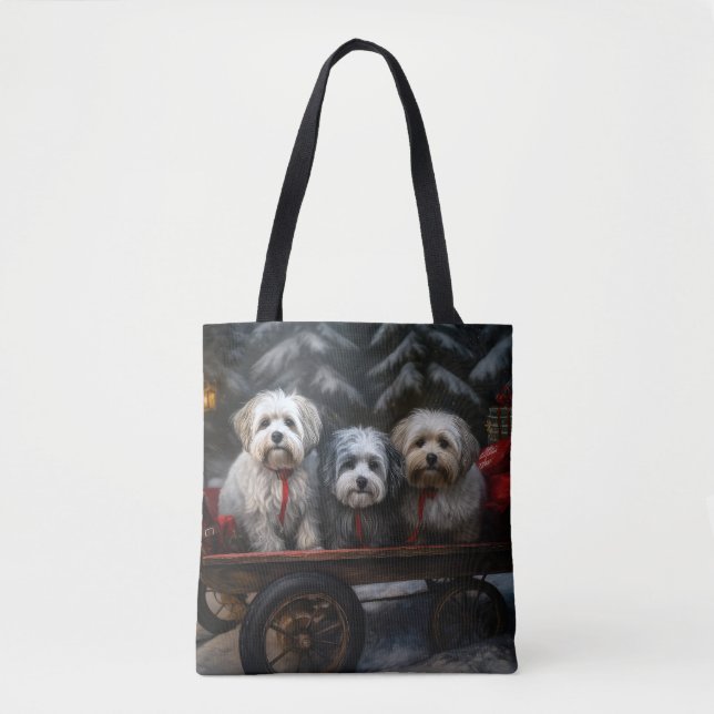 Havanese Snowy Sleigh Weihnachtsdekor (Vorderseite)