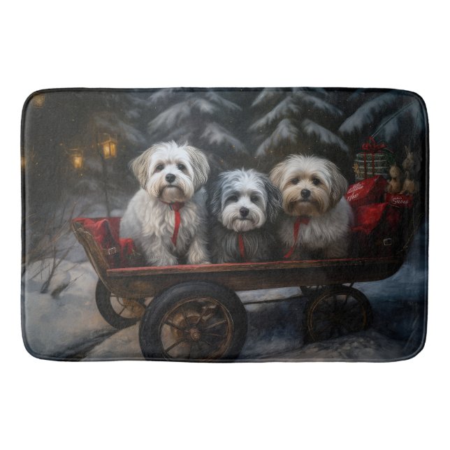 Havanese Snowy Sleigh Weihnachtsdekor Badematte (Vorderseite)