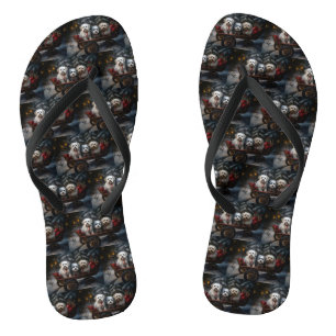 Havanese Snowy Sleigh Weihnachtsdekor Flip Flops
