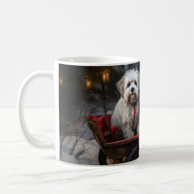 Havanese Snowy Sleigh Weihnachtsdekor Kaffeetasse (Links)