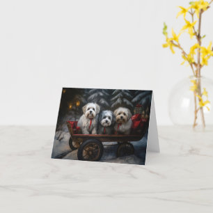 Havanese Snowy Sleigh Weihnachtsdekor Karte