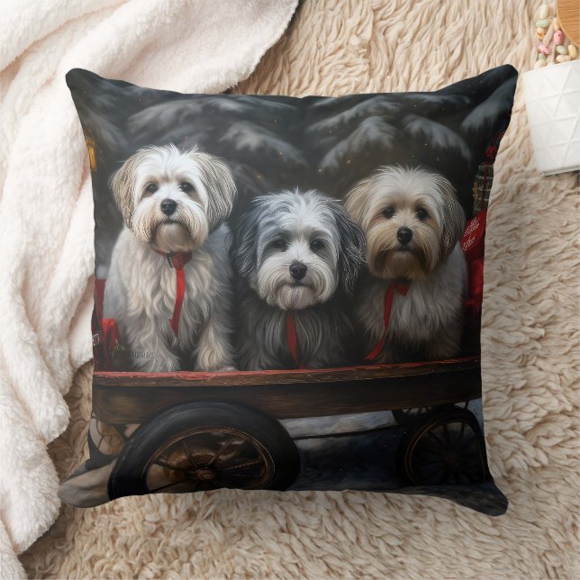 Havanese Snowy Sleigh Weihnachtsdekor Kissen (Decke)