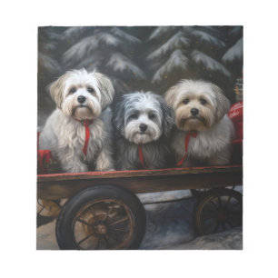 Havanese Snowy Sleigh Weihnachtsdekor Notizblock