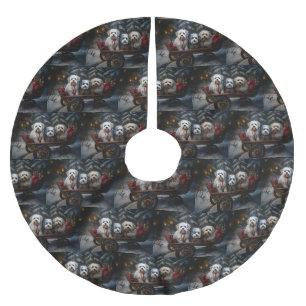 Havanese Snowy Sleigh Weihnachtsdekor Polyester Weihnachtsbaumdecke