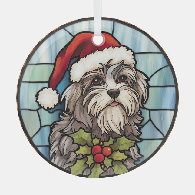 Havanese Stached Glass Christmas Ornament Aus Glas (Vorderseite)