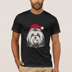 Havanese Terrier Weihnachtshut Hund groß T-Shirt