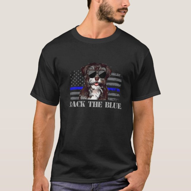 Havanese Thin Blue Line American Flag Police Dog T-Shirt (Vorderseite)