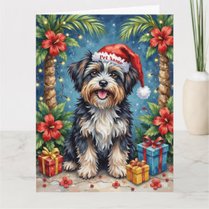 Havanese Tropische Weihnachtsnachtmütze Karte