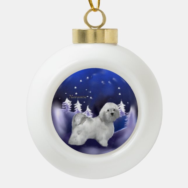 Havanese Weihnachten Keramik Kugel-Ornament (Vorderseite)