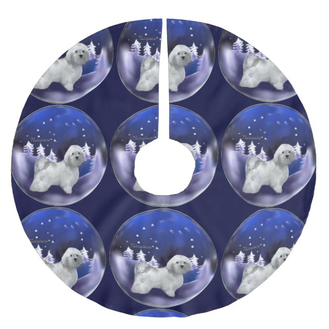 Havanese Weihnachten Polyester Weihnachtsbaumdecke (Vorderseite)
