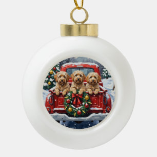 Havanese Weihnachten Rotes Lastwagen Ferien Keramik Kugel-Ornament
