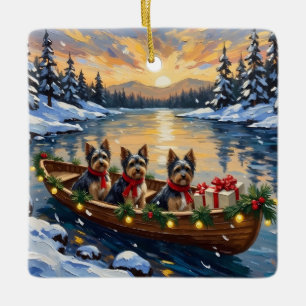 Havanese Weihnachtsboot-Feiertag Keramikornament