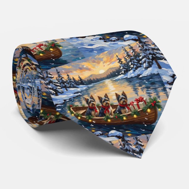 Havanese Weihnachtsboot-Feiertag Krawatte (Gerollt)