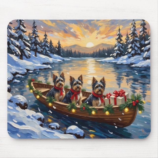 Havanese Weihnachtsboot-Feiertag Mousepad (Vorne)