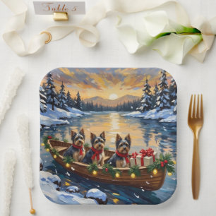 Havanese Weihnachtsboot-Feiertag Pappteller