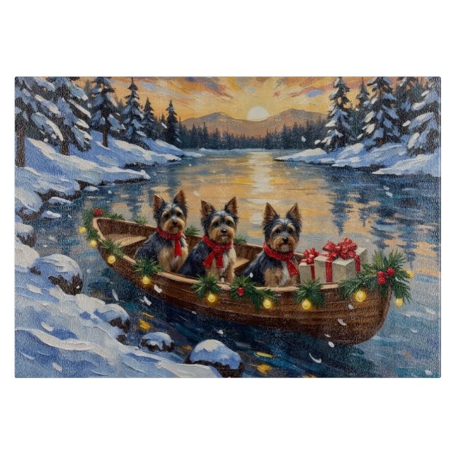 Havanese Weihnachtsboot-Feiertag Schneidebrett (Vorderseite)