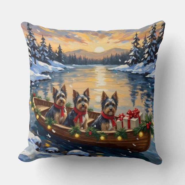 Havanese Weihnachtsboot Urlaub Kissen (Vorderseite)