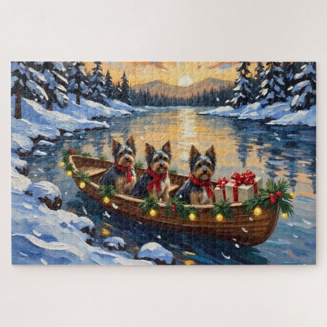 Havanese Weihnachtsboot Urlaub Puzzle (Horizontal)