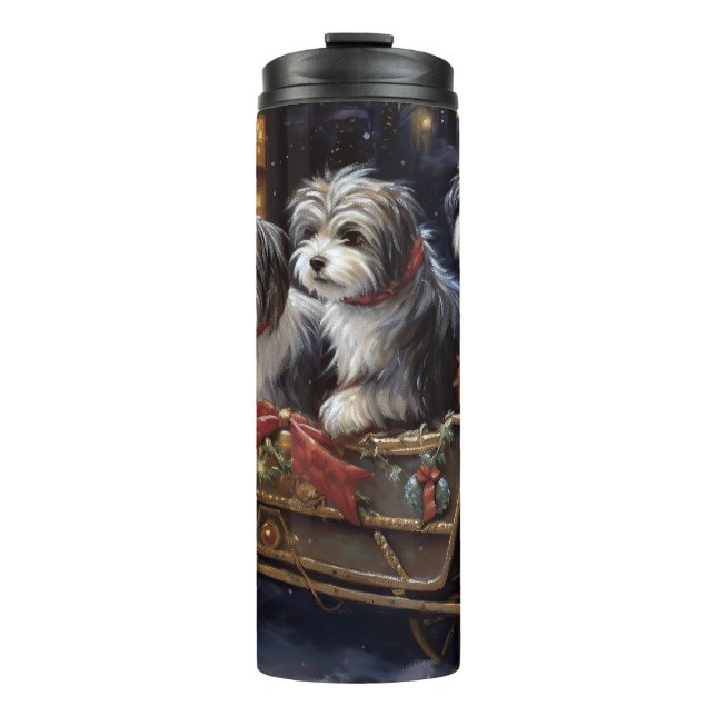 Havanese Weihnachtsfeiertage Thermosbecher (Vorderseite)