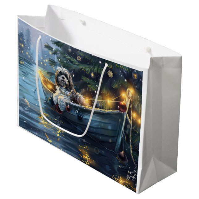 Havanese Weihnachtsfest Reise Große Geschenktüte (Vorderseite Schrägansicht)