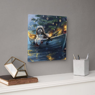 Havanese Weihnachtsfest Reise Quadratische Wanduhr