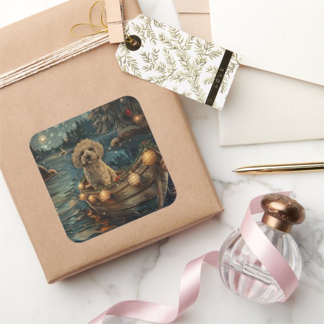 Havanese Weihnachtsfest Reise Quadratischer Aufkleber (Schenken)