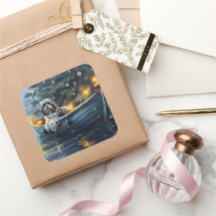 Havanese Weihnachtsfest Reise Quadratischer Aufkleber