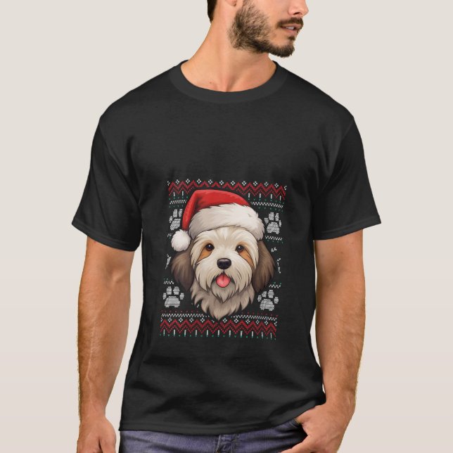 Havanese Weihnachtsmannmütze Weihnachten Funny Dog T-Shirt (Vorderseite)