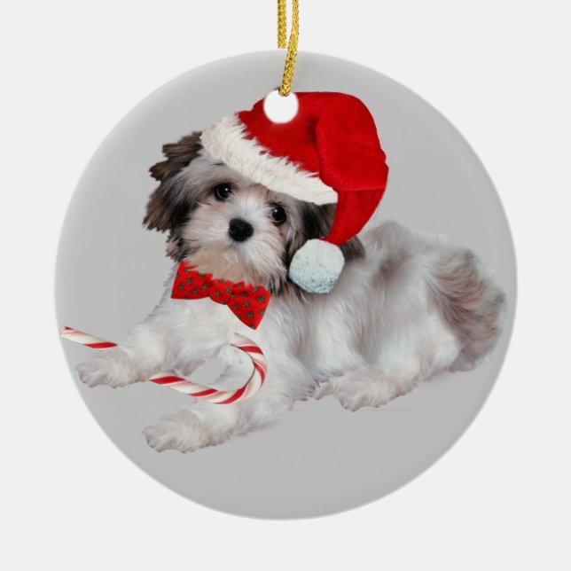 Havanese Weihnachtsverzierung Keramik Ornament (Vorne)