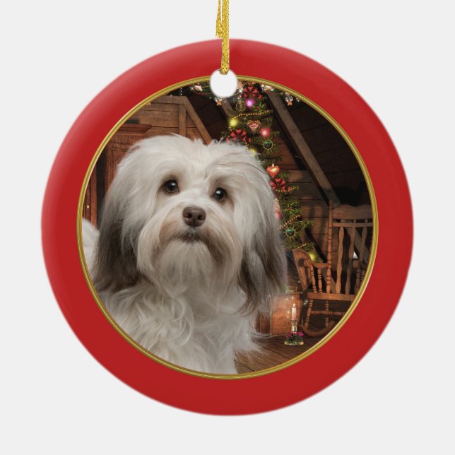 Havanese Weihnachtsverzierung Keramikornament (Hinten)