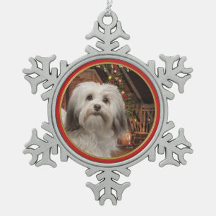 Havanese Weihnachtsverzierung Schneeflocken Zinn-Ornament