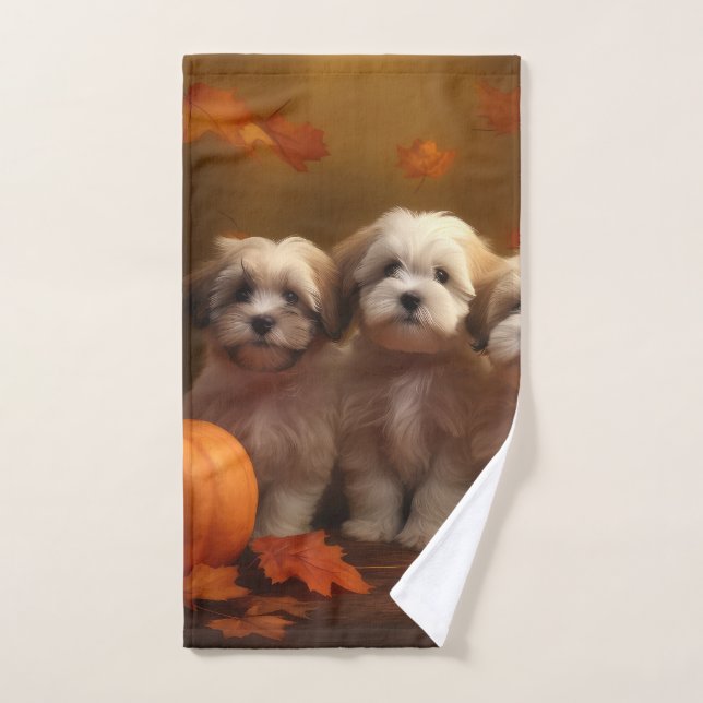 Havanese Welpe Autumn Delight Pumpkin Badhandtuch Set (Handtuch)