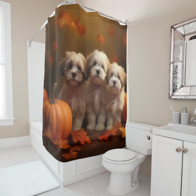 Havanese Welpe Autumn Delight Pumpkin Duschvorhang (Beispiel)