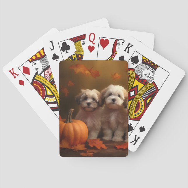 Havanese Welpe Autumn Delight Pumpkin Spielkarten (Rückseite)