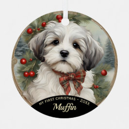 Havanese Welppy's First Christmas Ornament Aus Metall