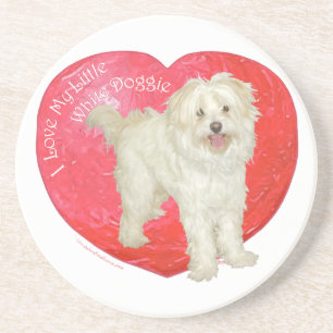 Havanese / Westie Mix Valentinstag Getränkeuntersetzer