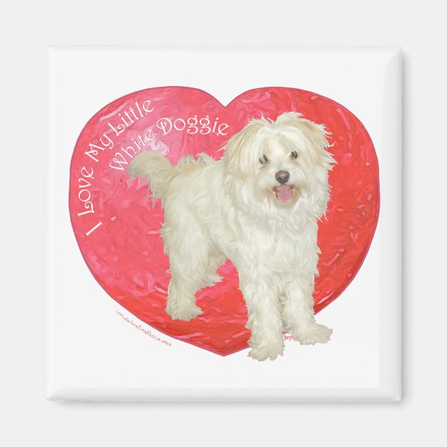 Havanese/Westie Mix Valentinstag Magnet (Vorne)