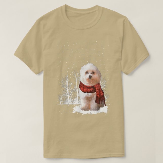 Havanese Winter Scarf Hunde Tree Forest Snow Chris T-Shirt (Design vorne)