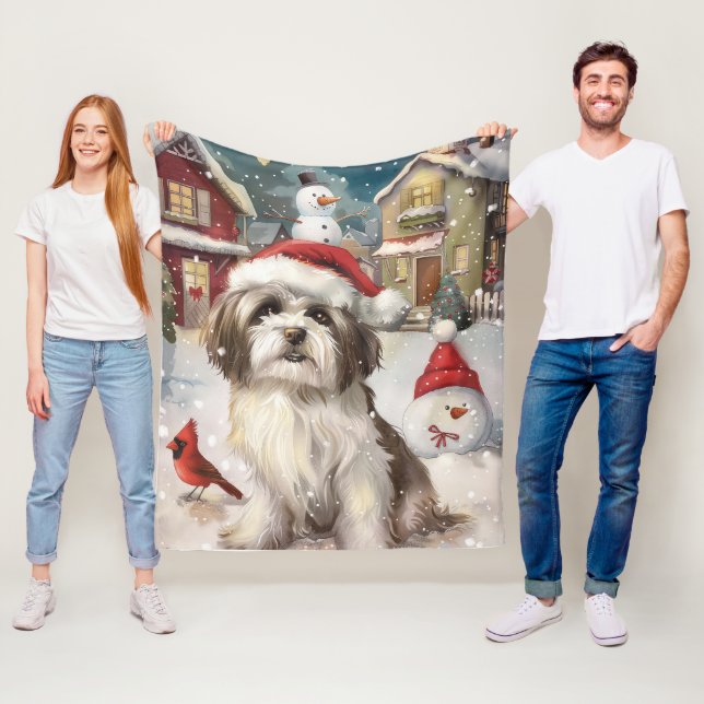 Havanese Winter Wonderland Weihnachtsfreude Fleecedecke (Beispiel)