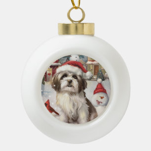 Havanese Winter Wonderland Weihnachtsfreude Keramik Kugel-Ornament