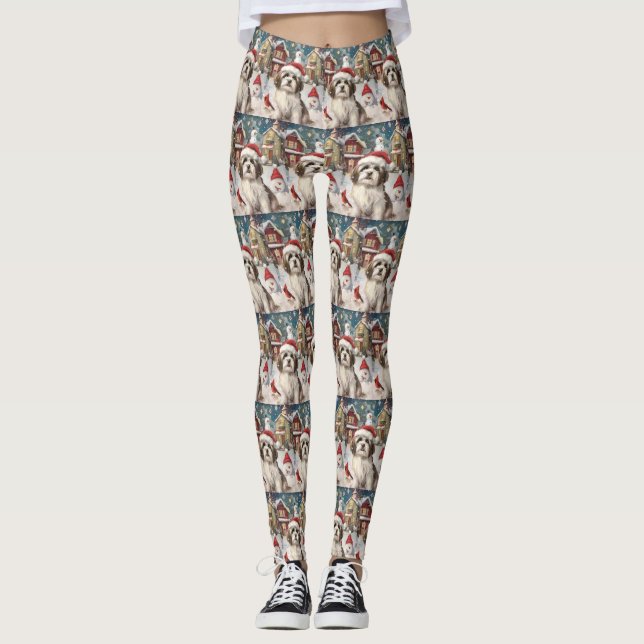 Havanese Winter Wonderland Weihnachtsfreude Leggings (Vorderseite)