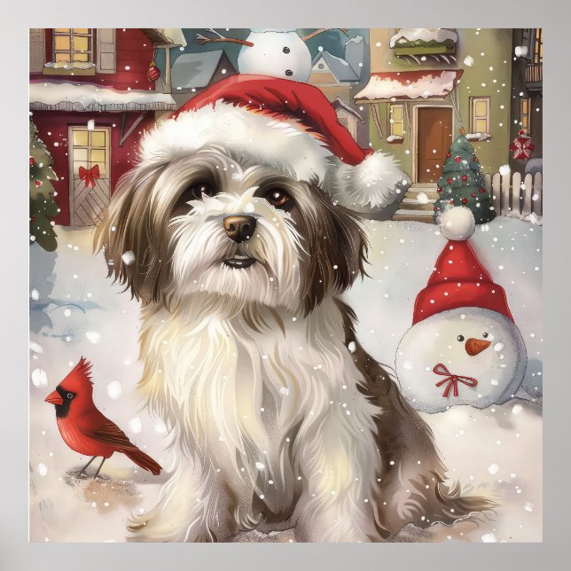 Havanese Winter Wonderland Weihnachtsfreude Poster (Vorne)