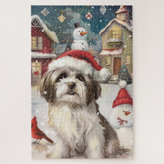 Havanese Winter Wonderland Weihnachtsfreude Puzzle (Vertikal)