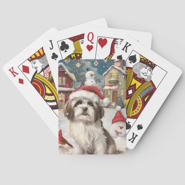 Havanese Winter Wonderland Weihnachtsfreude Spielkarten (Rückseite)