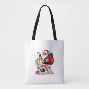 Havanese Xmas Lighting Santa Riding Havanese Hund 