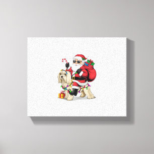 Havanese Xmas Lighting Santa Riding Havanese Hund  Leinwanddruck