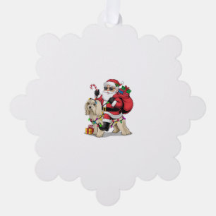 Havanese Xmas Lighting Santa Riding Havanese Hund  Ornament Karte