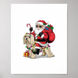 Havanese Xmas Lighting Santa Riding Havanese Hund  Poster