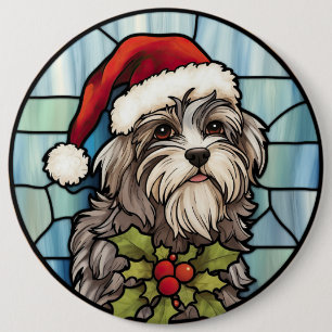 Havaneser Buntglas Weihnachten Button